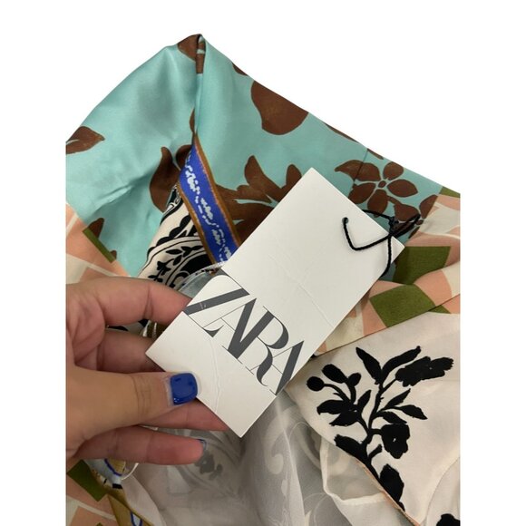 Zara Women Midi Dress Small Multicolor Satin Effect Patchwork Print 8826/181 NWT - Picture 6 of 16